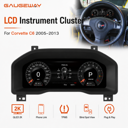 Gaugeway 12.3.inch for Corvette C6 2005-2013 LCD Instrument Cluster Car Auto Meter Speedometer